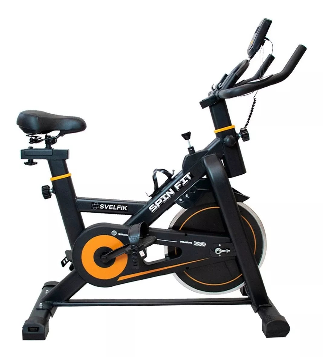 Bicicleta fija Svelfik Spin Fit color negro y naranja