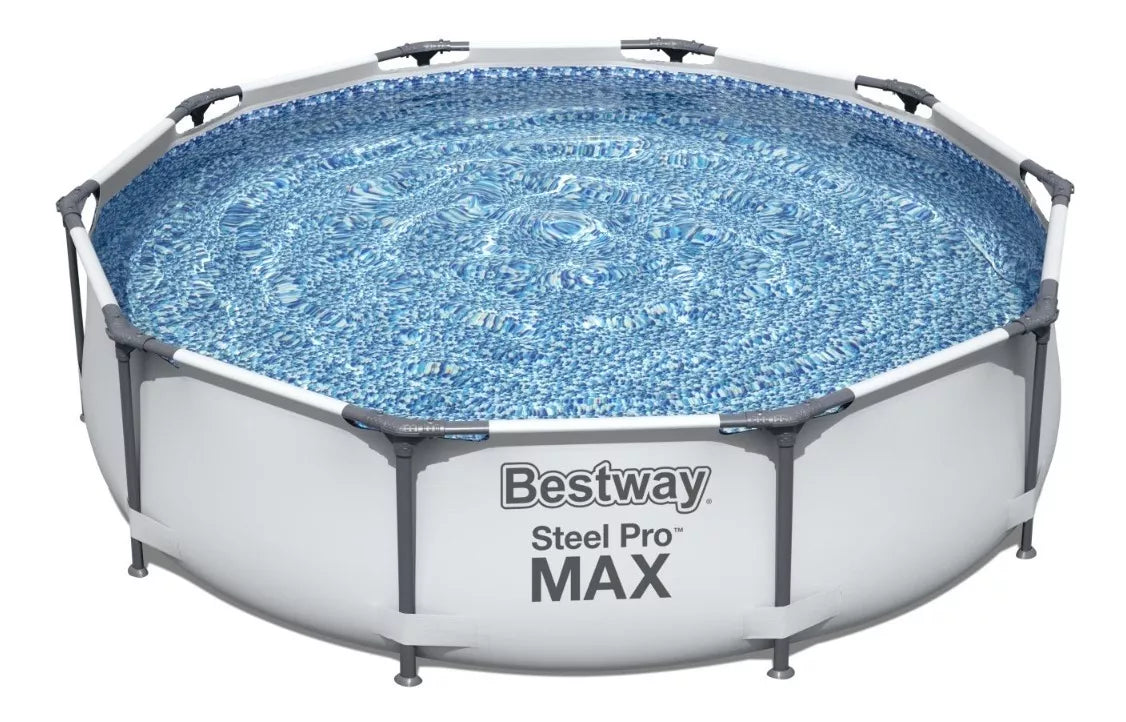 Alberca Estructural Redonda Steel Pro Max 3m Jardin Bestway Color Gris