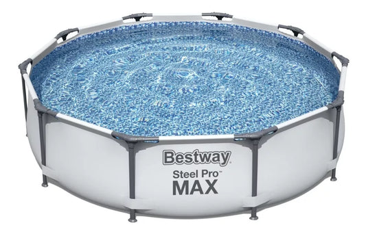 Alberca Estructural Redonda Steel Pro Max 3m Jardin Bestway Color Gris